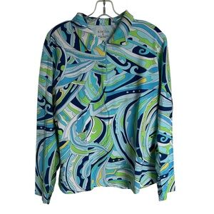 Icikuls Psychedelic Wavey 1/4 Zip Pullover lightweight mesh long-sleeve golf top